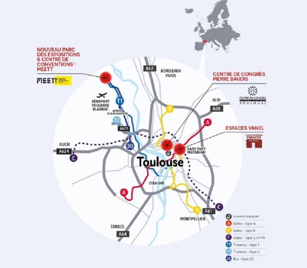 :) Spacieux T4 AÉROPORT, ensoleillé, déco soignée Blagnac Exterior foto